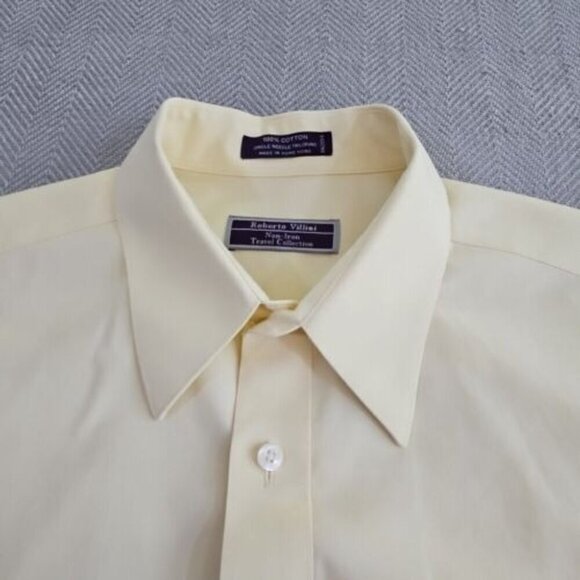 Roberto Villini Button-Up Shirt Men's 16 32-33 Yellow Long Sleeve Non-Iron - Picture 5 of 15
